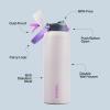 imageInsulated Water Bottle with Straw  Encool Stainless Steel Water Bottle with Push Button Lid LeakProof ampamp BPAFree Keeps Cold for 24 Hours for Sports Travel Gym 32 oz Oil BlackOyster Pink