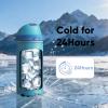 imageInsulated Water Bottle with Straw  Encool Stainless Steel Water Bottle with Push Button Lid LeakProof ampamp BPAFree Keeps Cold for 24 Hours for Sports Travel Gym 32 oz Oil BlackSilk Blue