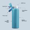 imageInsulated Water Bottle with Straw  Encool Stainless Steel Water Bottle with Push Button Lid LeakProof ampamp BPAFree Keeps Cold for 24 Hours for Sports Travel Gym 32 oz Oil BlackSilk Blue
