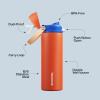 imageInsulated Water Bottle with Straw  Encool Stainless Steel Water Bottle with Push Button Lid LeakProof ampamp BPAFree Keeps Cold for 24 Hours for Sports Travel Gym 32 oz Oil BlackSalmon
