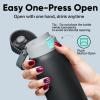 imageInsulated Water Bottle with Straw  Encool Stainless Steel Water Bottle with Push Button Lid LeakProof ampamp BPAFree Keeps Cold for 24 Hours for Sports Travel Gym 32 oz Oil BlackTuna GreyGreen