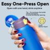 imageInsulated Water Bottle with Straw  Encool Stainless Steel Water Bottle with Push Button Lid LeakProof ampamp BPAFree Keeps Cold for 24 Hours for Sports Travel Gym 32 oz Oil BlackSapphire