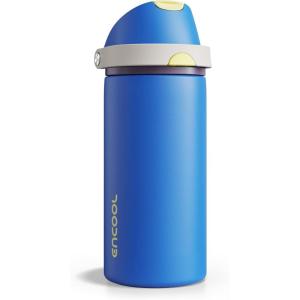 imageInsulated Water Bottle with Straw  Encool Stainless Steel Water Bottle with Push Button Lid LeakProof ampamp BPAFree Keeps Cold for 24 Hours for Sports Travel Gym 32 oz Oil BlackSapphire