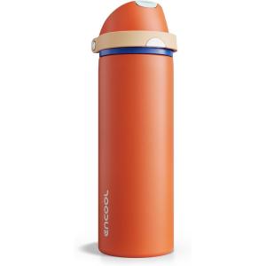 imageInsulated Water Bottle with Straw  Encool Stainless Steel Water Bottle with Push Button Lid LeakProof ampamp BPAFree Keeps Cold for 24 Hours for Sports Travel Gym 32 oz Oil BlackSalmon